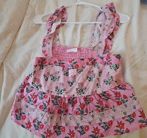 Altar'd State Pink Floral Ruffle Tank Top for Girls